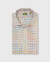 Spread Collar Sport Shirt In Bone Sky Berry Tattersall Poplin
