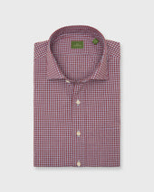 Spread Collar Sport Shirt In Heather Sky Garnet Gingham Poplin