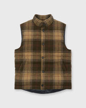 Cashball Vest In Brown Red Plaid Tweed