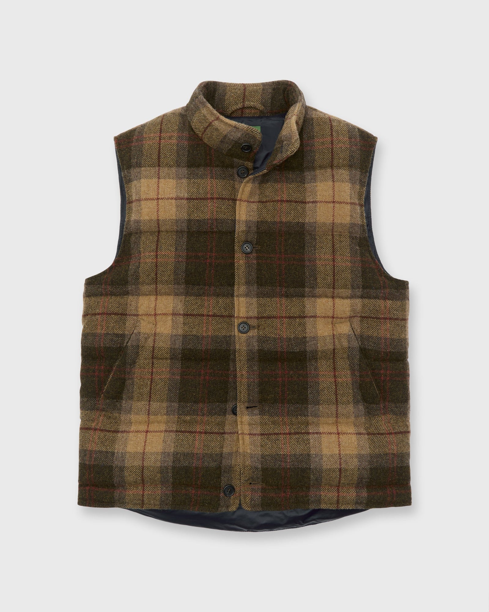 Cashball Vest In Brown Red Plaid Tweed