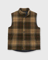 Cashball Vest In Brown Red Plaid Tweed