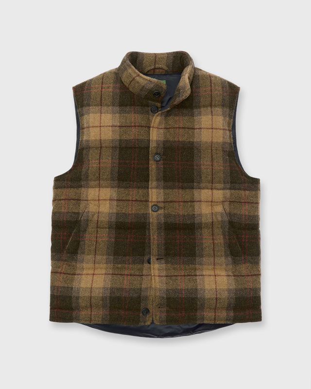 Cashball Vest in Khaki/Brown/Red Plaid Tweed