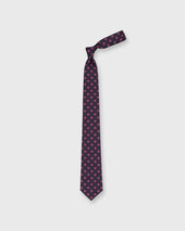 Linen Print Tie In Berry Geo