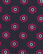 Linen Print Tie In Berry Geo