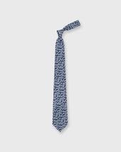 Linen Print Tie In Blue Gull