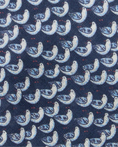 Linen Print Tie In Blue Gull