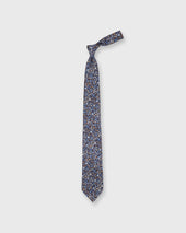 Linen Print Tie In Brown Floral