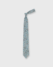 Linen Print Tie In Lovat Brown Floral