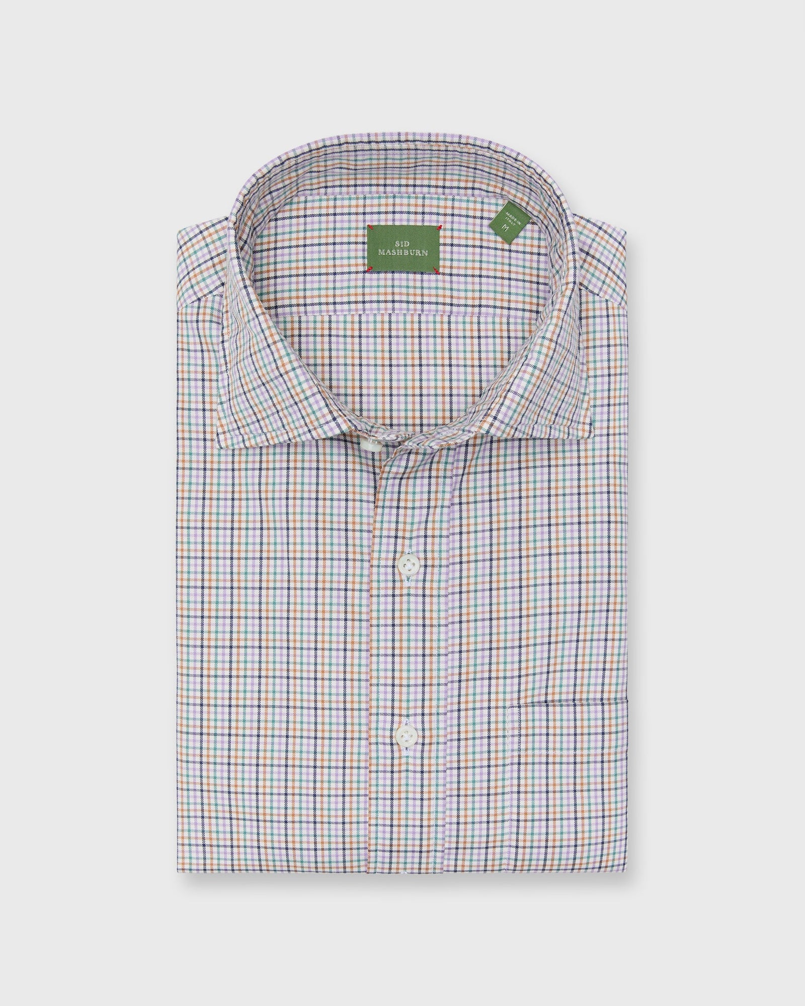 Otto Handmade Sport Shirt In Scotch Lovat Tattersall Twill