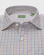 Otto Handmade Sport Shirt In Scotch Lovat Tattersall Twill