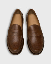 Handsewn Penny Loafer in Chocolate Pebble Grain Leather