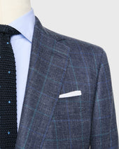 Virgil No 2 Jacket In Blue Aegean Windowpane Twill
