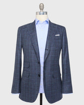 Virgil No 2 Jacket In Blue Aegean Windowpane Twill