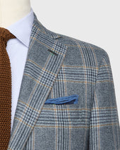 Virgil No 4 Jacket In Tan Bone Plaid Brushed Sharkskin