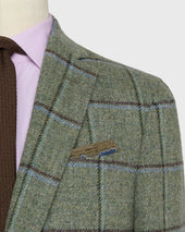 Virgil No 2 Jacket In Lovat Sky Brown Windowpane Tweed