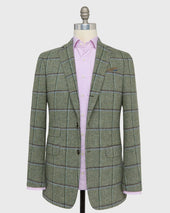 Virgil No 2 Jacket In Lovat Sky Brown Windowpane Tweed