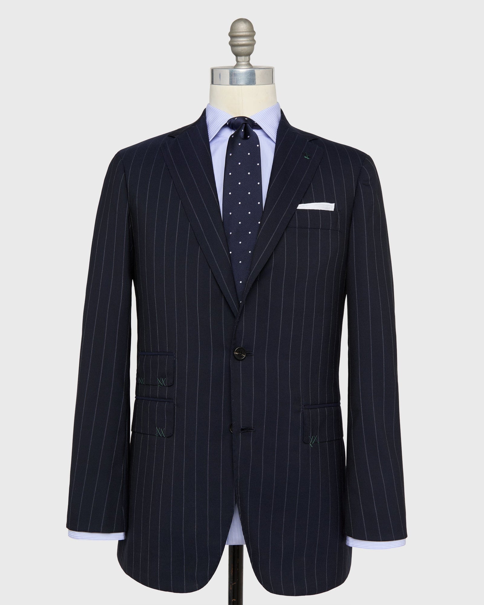Virgil No 4 Suit In Grey Chalk Stripe Plainweave