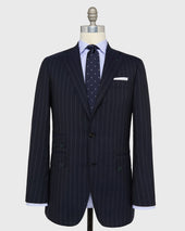 Virgil No 4 Suit In Grey Chalk Stripe Plainweave