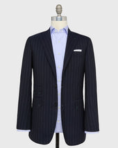Virgil No 4 Suit In Grey Chalk Stripe Plainweave