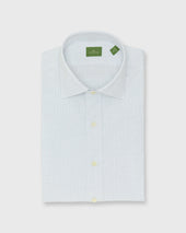 Spread Collar Dress Shirt In Green Graph Check Poplin
