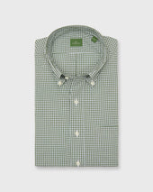 Button Down Sport Shirt In Olive Small Gingham Poplin