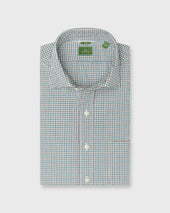 Slim Fit Spread Collar Sport Shirt In Bone Tobacco Spruce Check Poplin