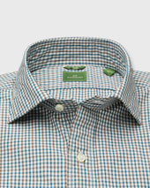 Slim Fit Spread Collar Sport Shirt In Bone Tobacco Spruce Check Poplin