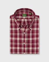 Button Down Sport Shirt In Garnet Bone Madras