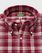 Button Down Sport Shirt In Garnet Bone Madras