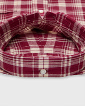 Button Down Sport Shirt In Garnet Bone Madras