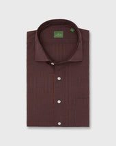 Spread Collar Sport Shirt In Maple Blue Check Poplin