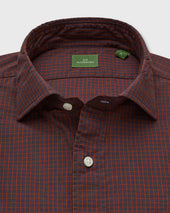 Spread Collar Sport Shirt In Maple Blue Check Poplin