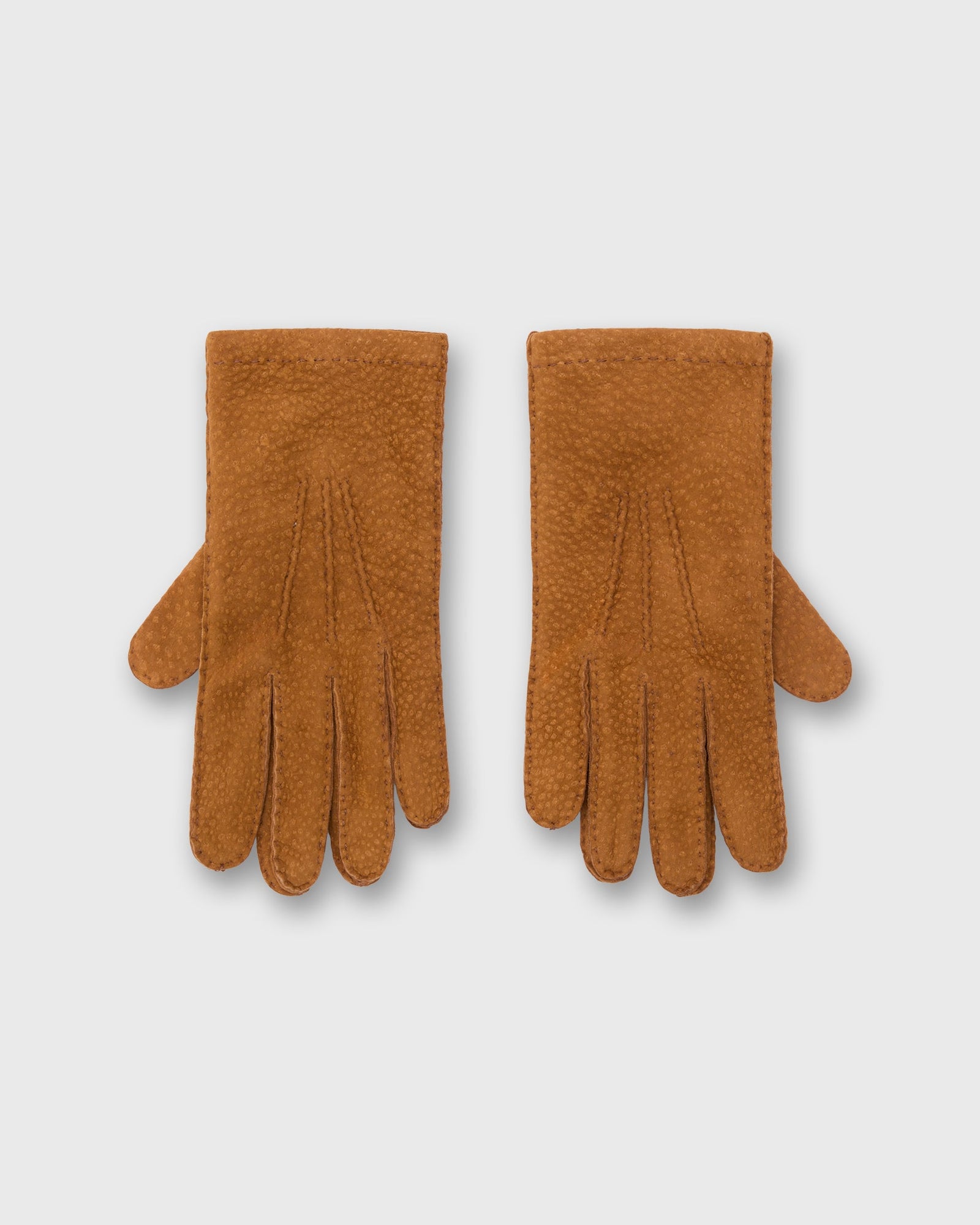 Hand-Stitched Cashmere-Lined Gloves in Medium Brown Carpinchos