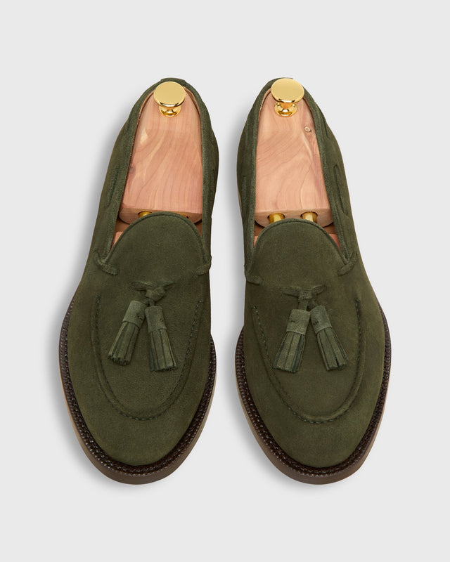 Italian Tassel Loafer in Loden Suede