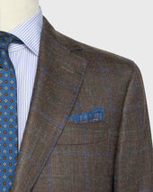 Virgil No 2 Jacket In Mocha Blue Green Plaid Twill