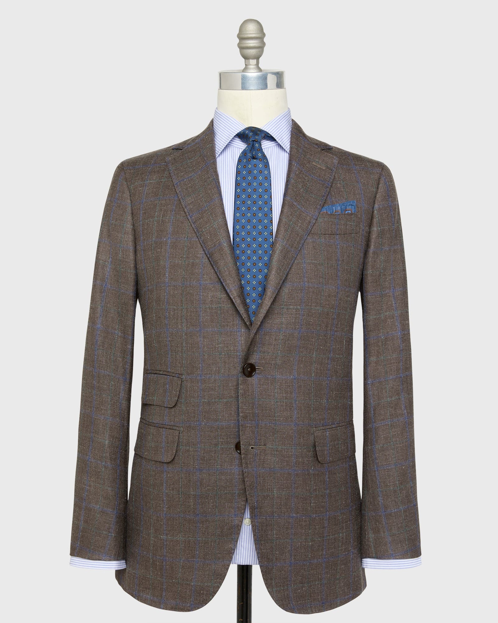 Virgil No 2 Jacket In Mocha Blue Green Plaid Twill