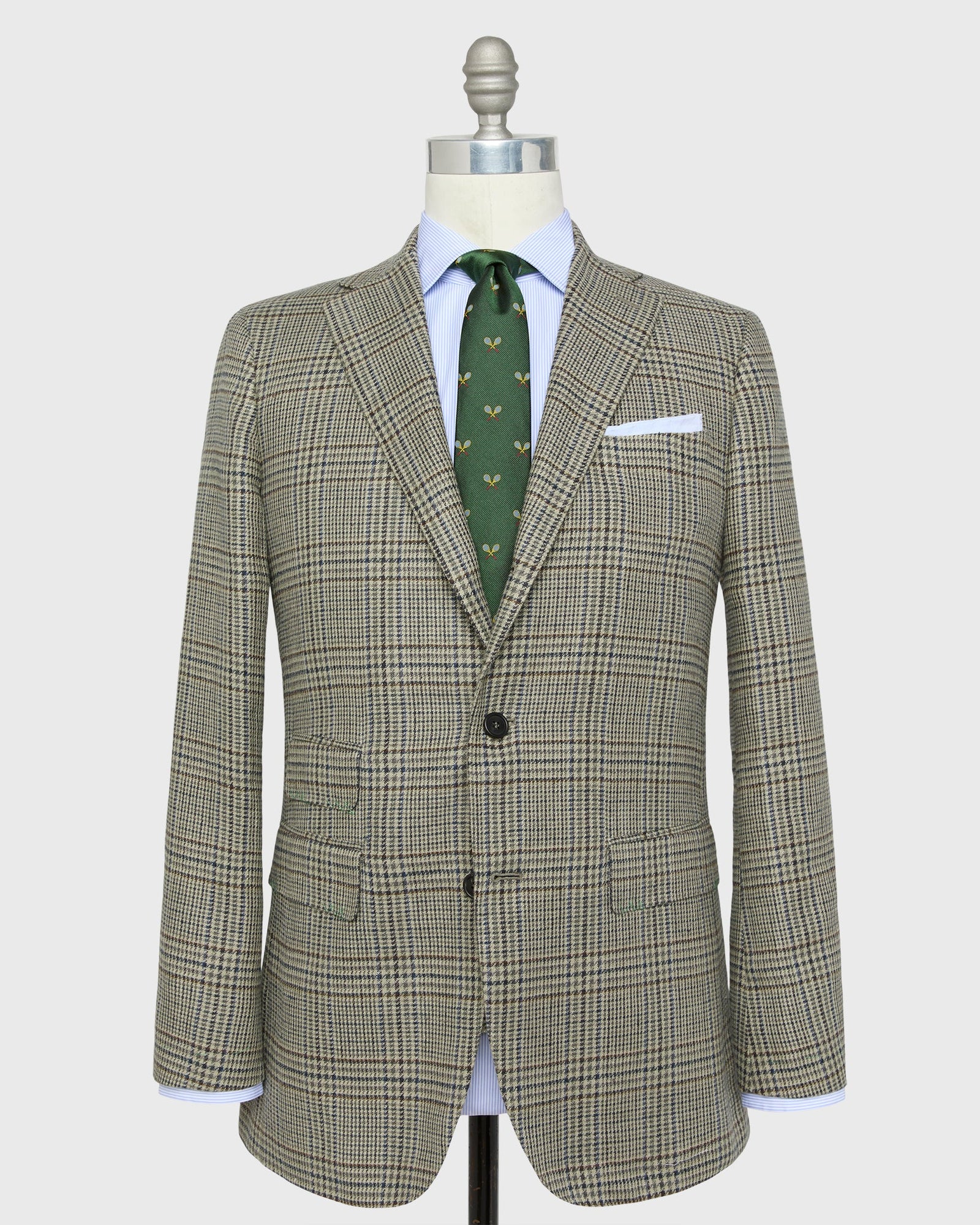 Virgil No 3 Jacket In Oat Navy Slate Glen Plaid Hopsack
