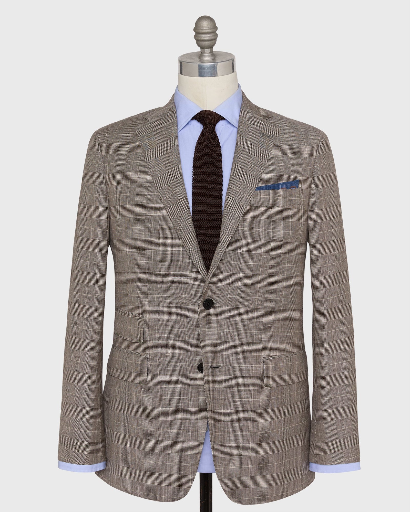 Virgil No 3 Suit In Mocha Bone Glenplaid Plainweave