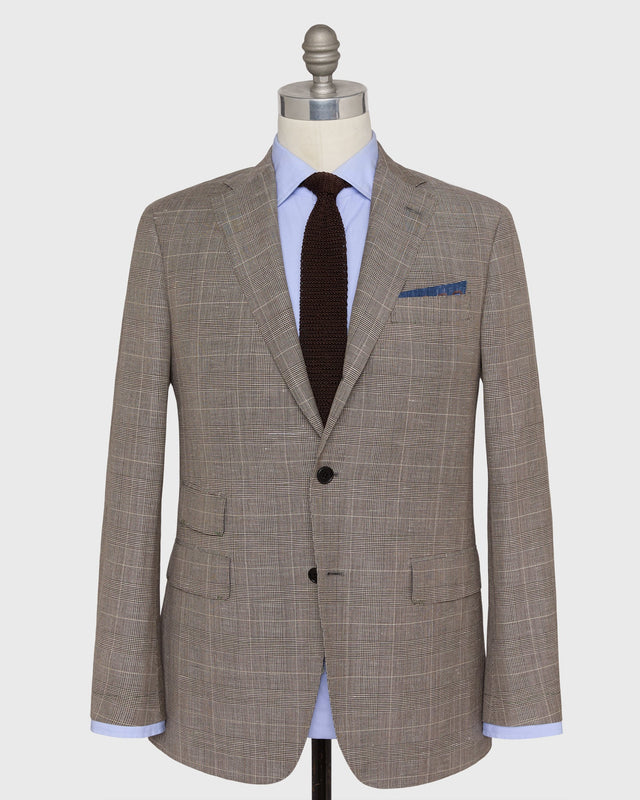 Virgil No. 3 Suit in Mocha/Bone Glenplaid Plainweave