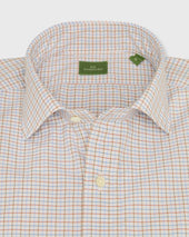 Spread Collar Sport Shirt In Red Olive Blue Tattersall Poplin