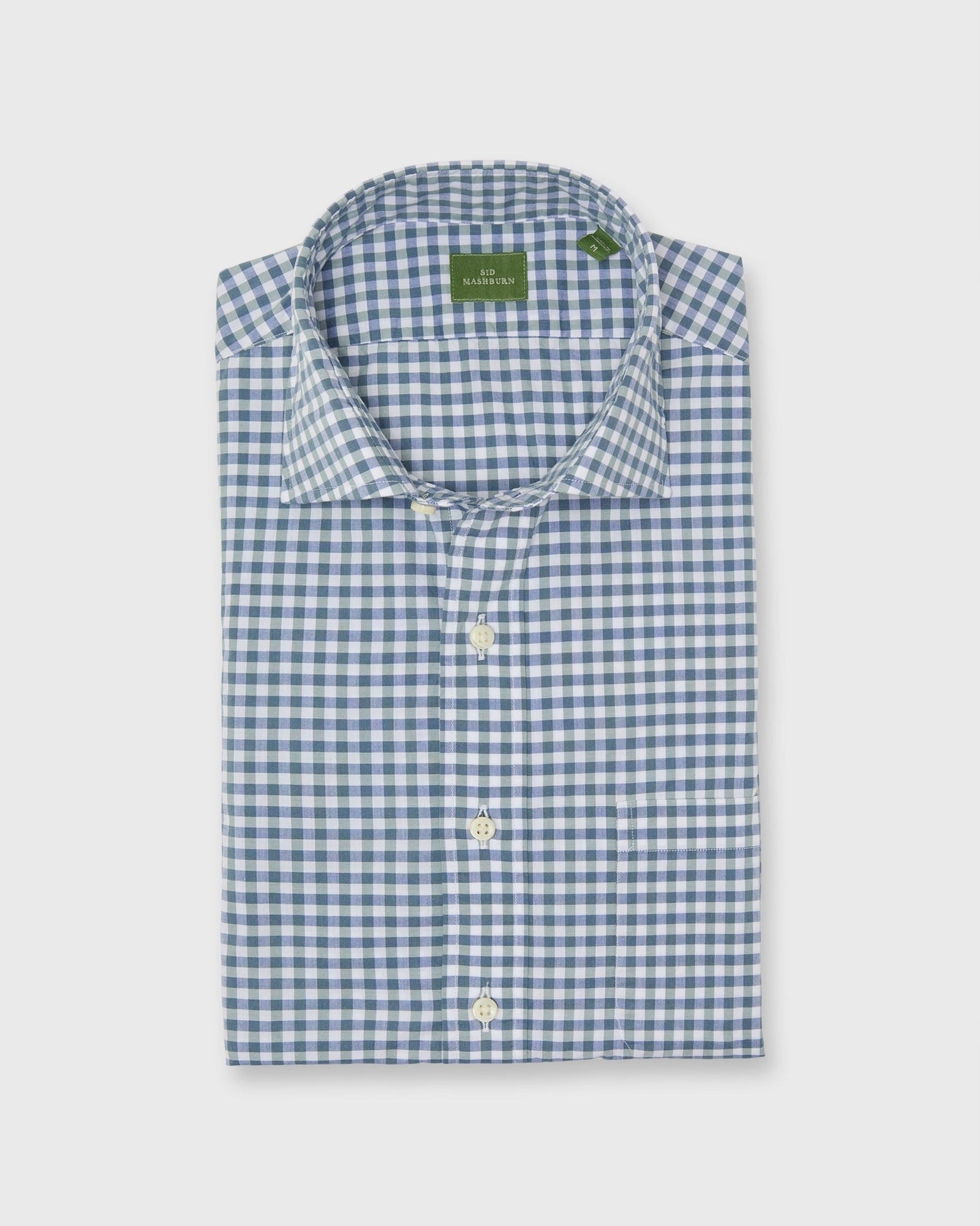 Spread Collar Sport Shirt In Bluegrass Gingham Poplin