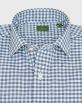 Spread Collar Sport Shirt In Bluegrass Gingham Poplin