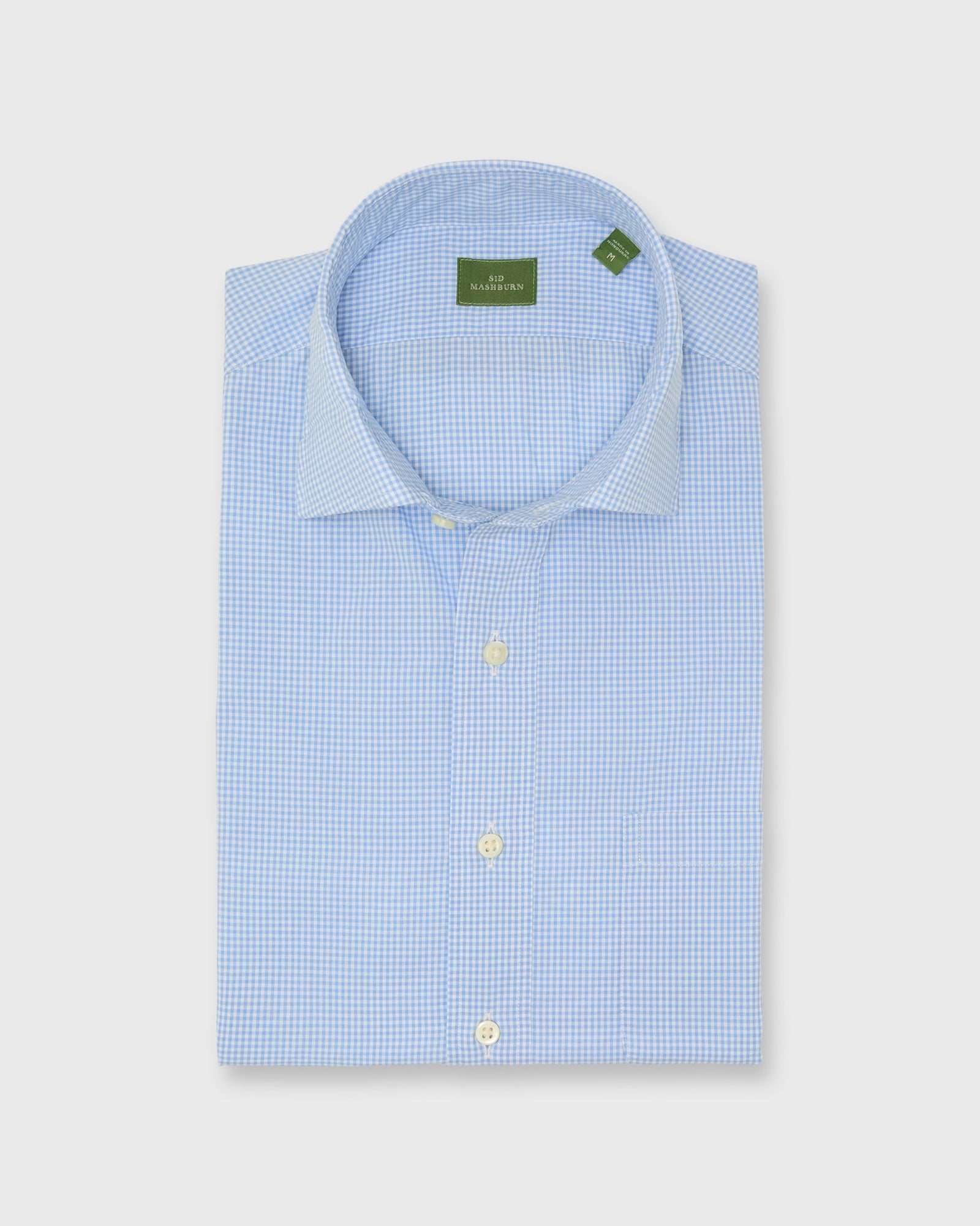 Spread Collar Sport Shirt In Dutch Micro Gingham Poplin