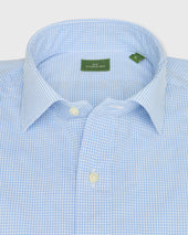 Spread Collar Sport Shirt In Dutch Micro Gingham Poplin
