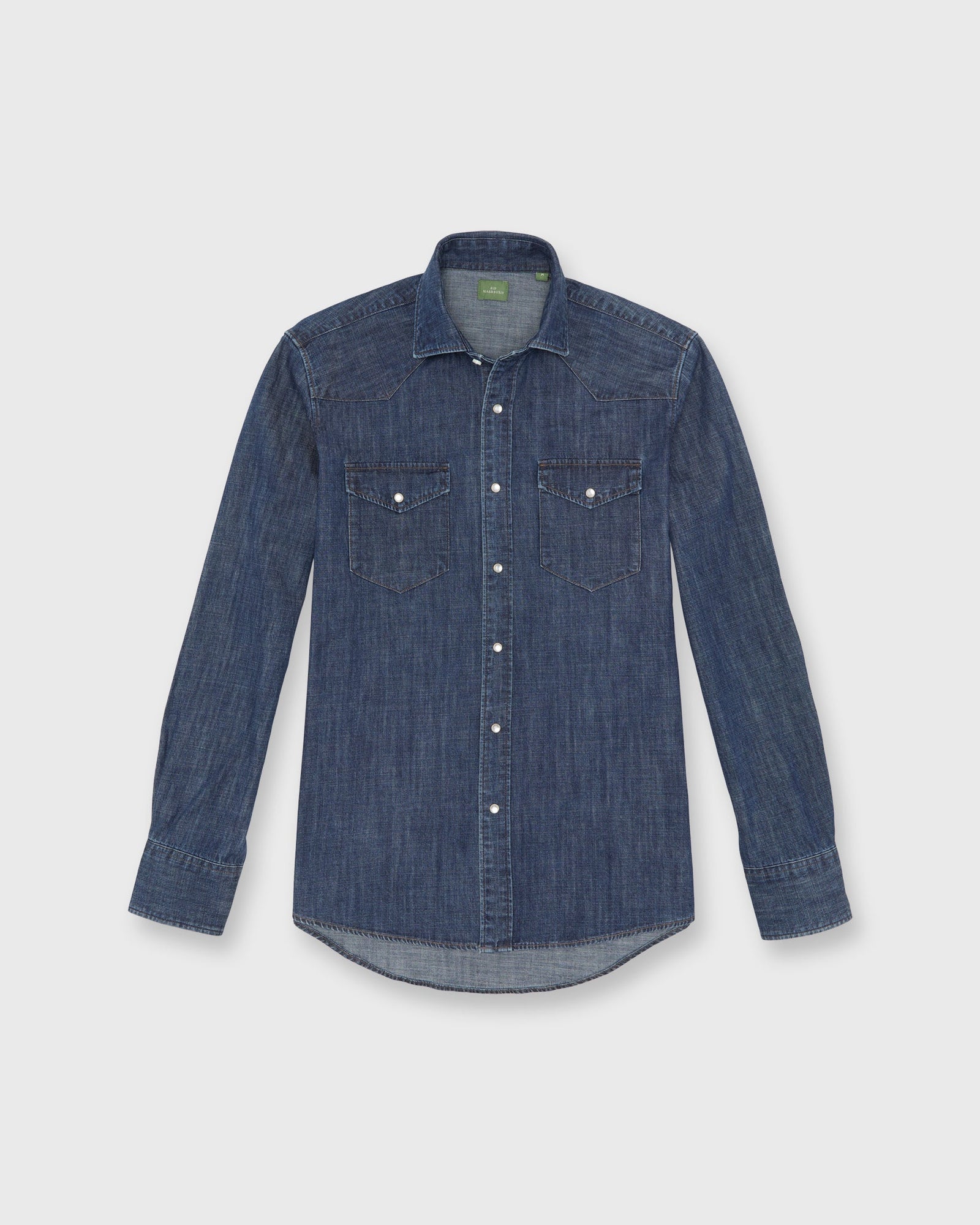 Western Work Shirt in Medium Wash Indigo Lightweight Denim