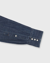 Western Work Shirt In Medium Wash Lightweight Denim