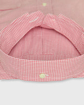 Button Down Sport Shirt In Red Micro Gingham Poplin