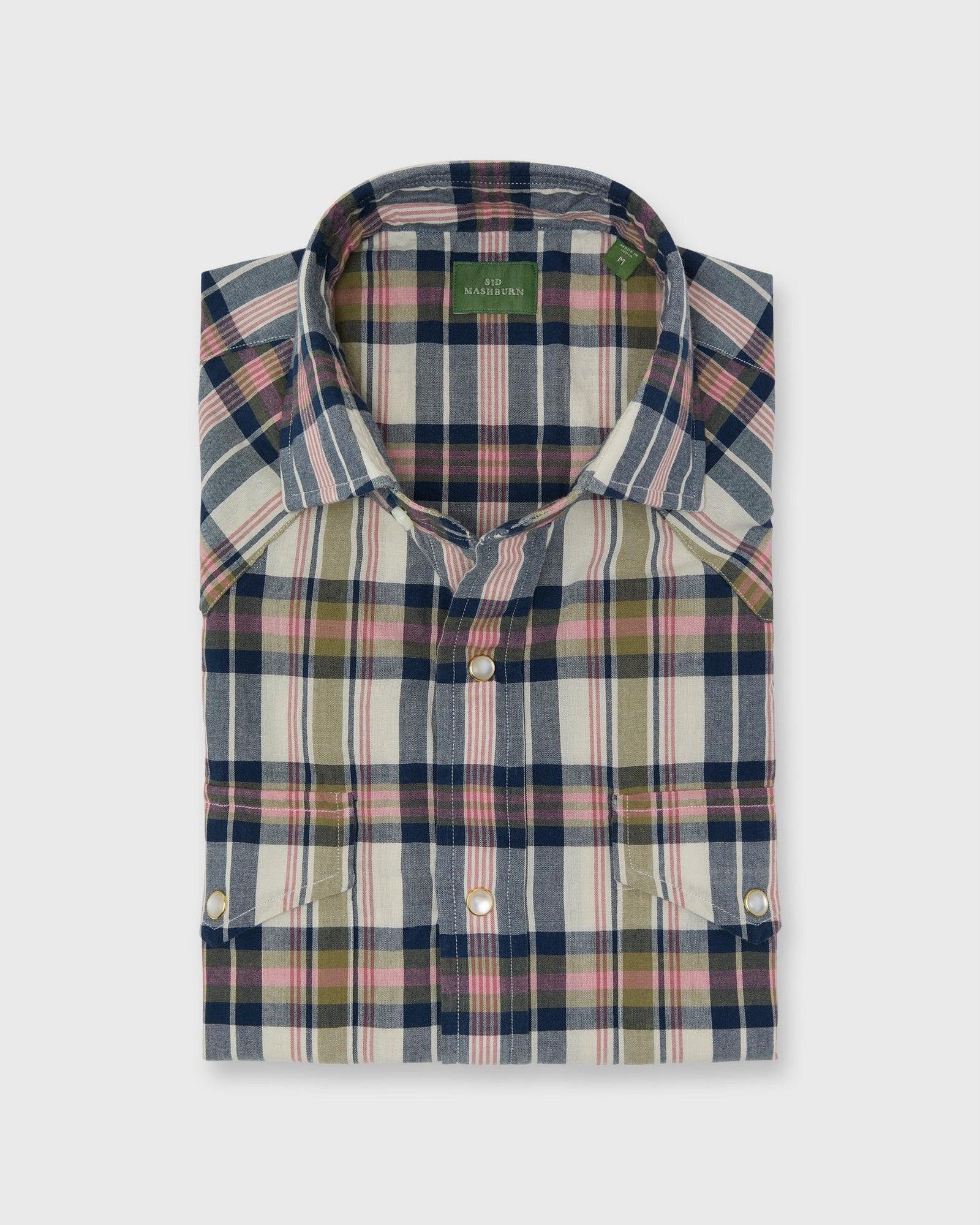 Western Work Shirt In Bone Navy Berry Madras
