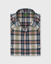 Western Work Shirt In Bone Navy Berry Madras