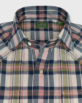 Western Work Shirt In Bone Navy Berry Madras
